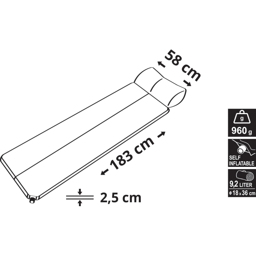 Self-inflating camping mat with pillow camouflage