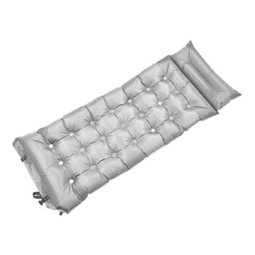 Self-inflating mat with a pillow 180x66 cm grey