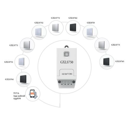 Self-powered wireless 3-pole switch IP67 — Black