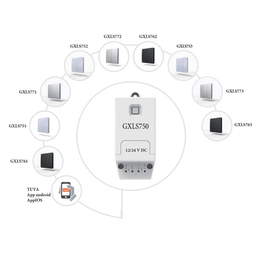 Self-powered wireless 3-pole switch IP67 — Black