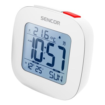 Sencor - Alarm clock with LCD display and thermometer 2xAAA white