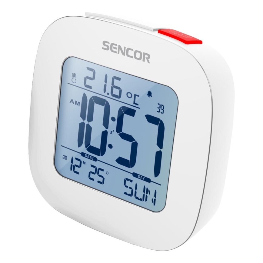 Sencor - Alarm clock with LCD display and thermometer 2xAAA white