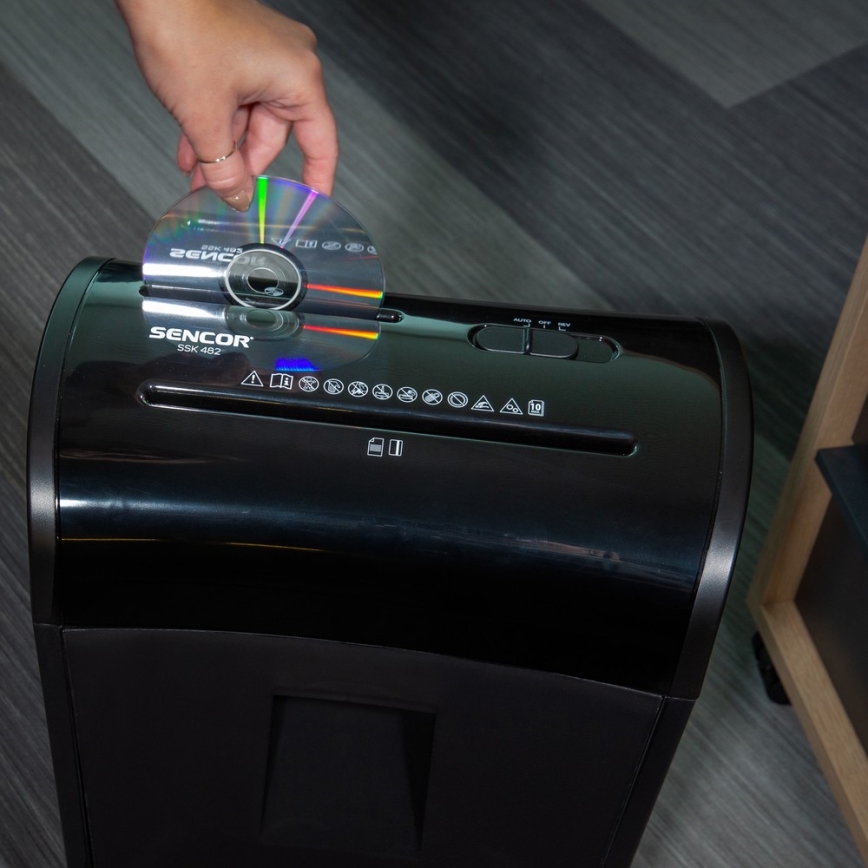 Sencor - CD and paper shredder A4 volume 14 l 230V black