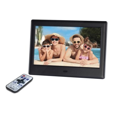 Sencor - Digital photo frame with a speaker 230V black + remote control