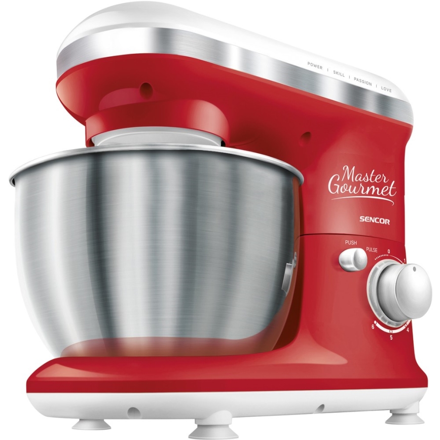 Sencor - Kitchen robot with a stainless steel bowl 600W/230V red