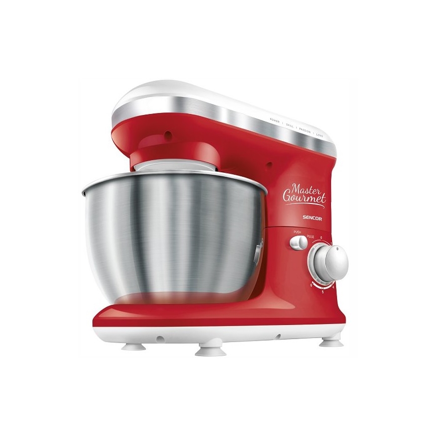 Sencor - Kitchen robot with a stainless steel bowl 600W/230V red