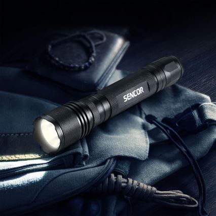Sencor - LED Aluminum flashlight LED/5W/6xAAA IP44 black