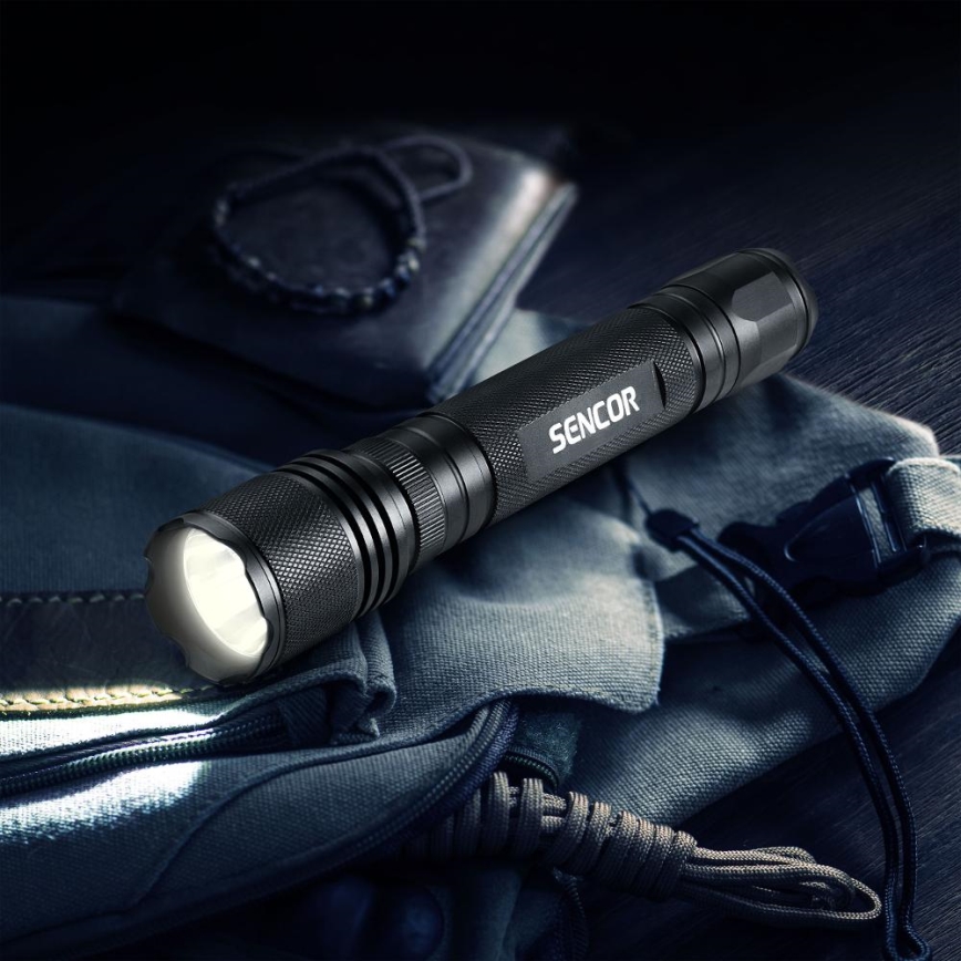 Sencor - LED Aluminum flashlight LED/5W/6xAAA IP44 black