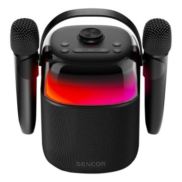 Sencor - LED RGB Speaker with wireless microphones 35W 8000 mAh IPX5 black