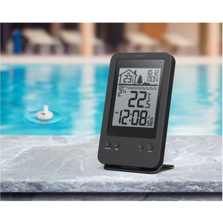 Sencor - Measuring station with wireless pool float sensor 2xAA + 2xAA IPX7