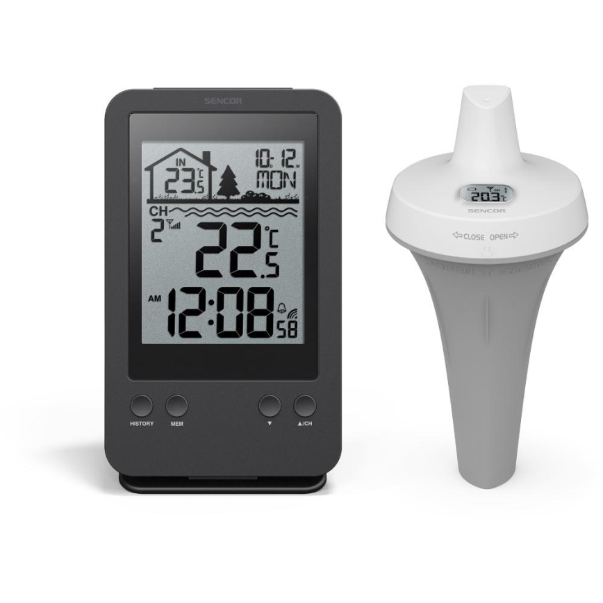 Sencor - Measuring station with wireless pool float sensor 2xAA + 2xAA IPX7