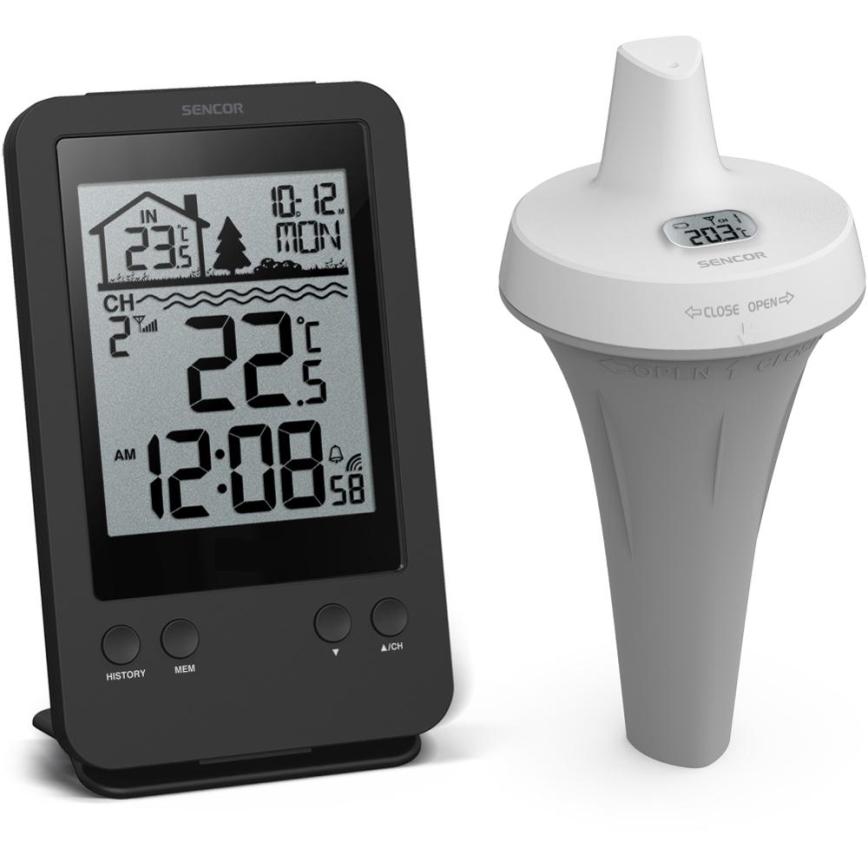 Sencor - Measuring station with wireless pool float sensor 2xAA + 2xAA IPX7