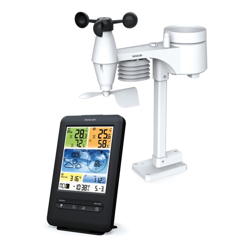 Sencor - Professional weather station with color LCD display 1xCR2032 + 3xAA Wi-Fi