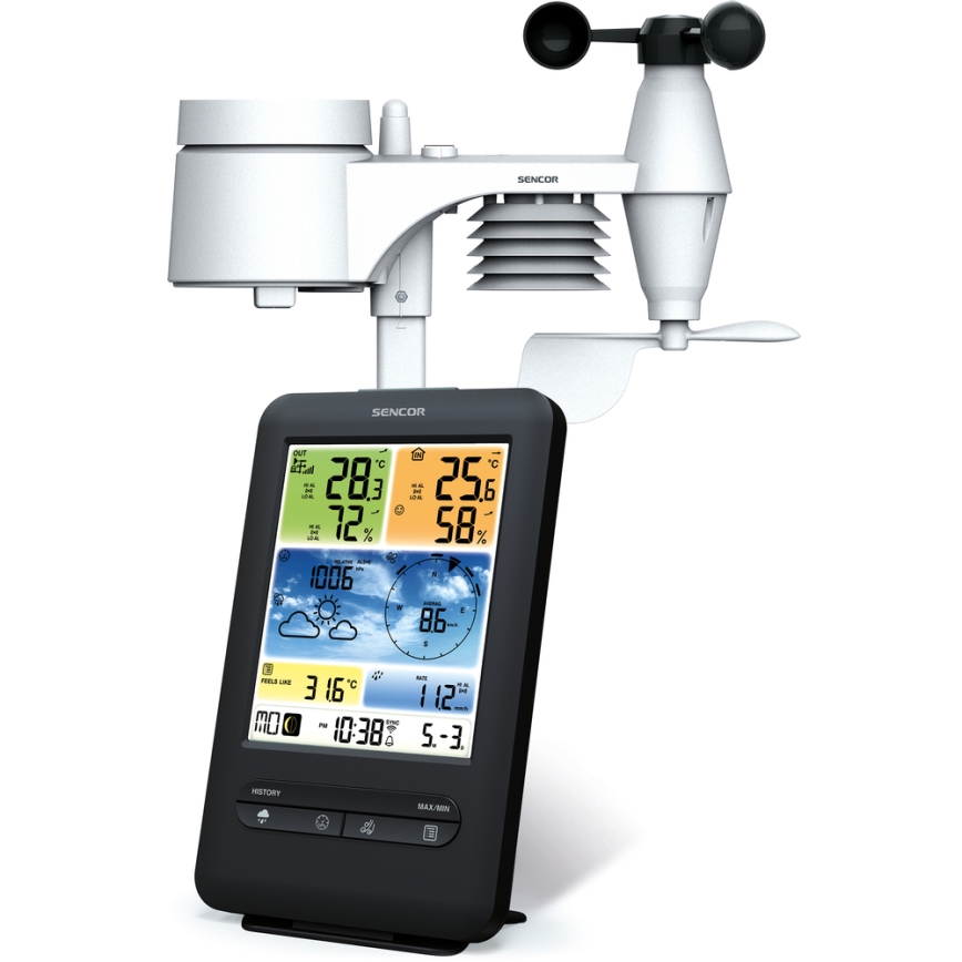 Sencor - Professional weather station with color LCD display 1xCR2032 Wi-Fi