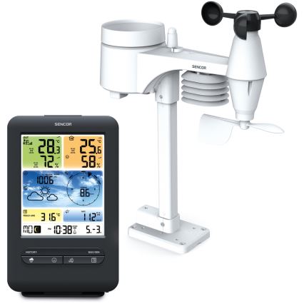 Sencor - Professional weather station with color LCD display 1xCR2032 Wi-Fi