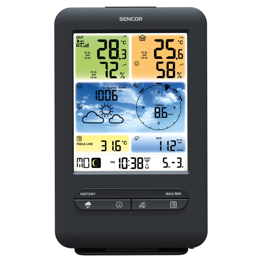 Sencor - Professional weather station with color LCD display 1xCR2032 Wi-Fi