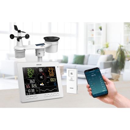 Sencor - Professional weather station with color LCD display 1xCR2032 Wi-Fi Tuya