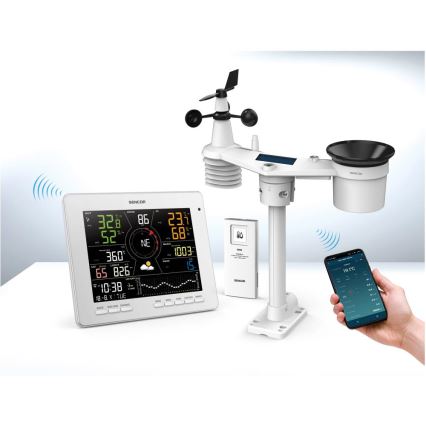 Sencor - Professional weather station with color LCD display 1xCR2032 Wi-Fi Tuya