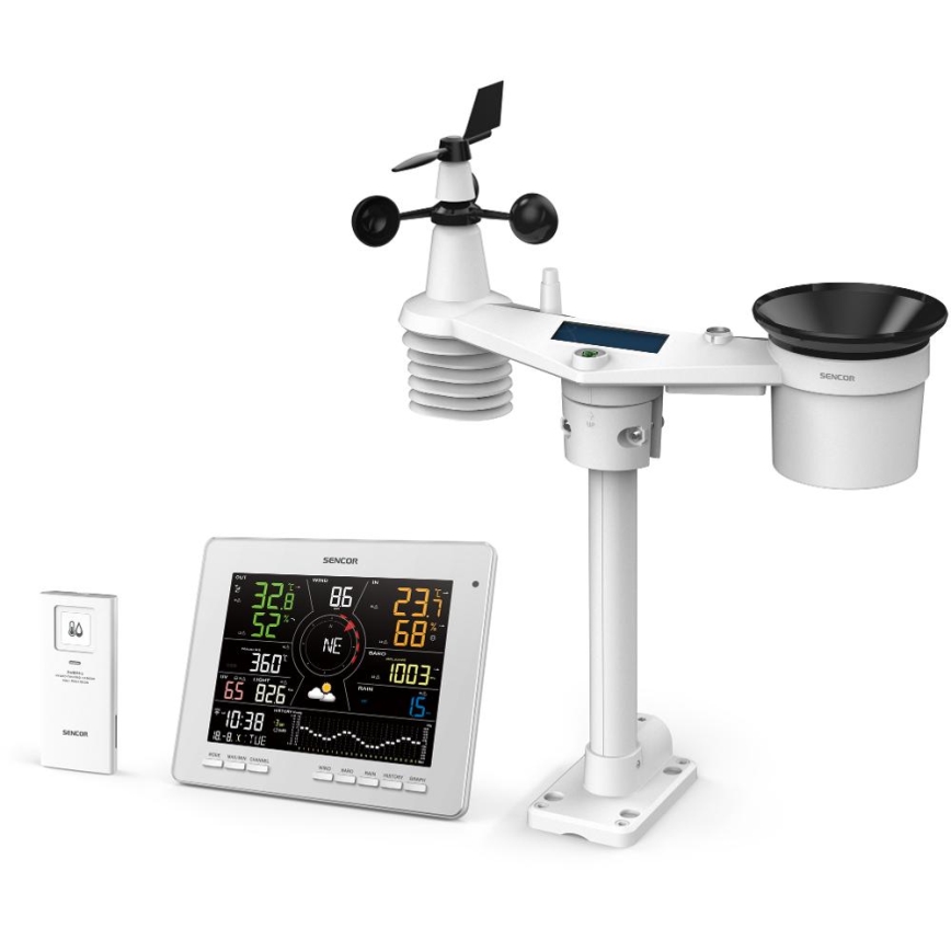 Sencor - Professional weather station with color LCD display 1xCR2032 Wi-Fi Tuya