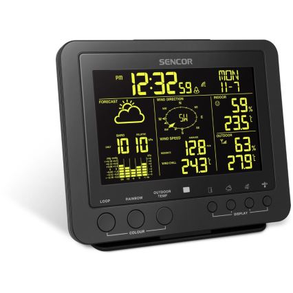 Sencor - Professional weather station with color LCD display 5V/1xCR2032 + 3xAA