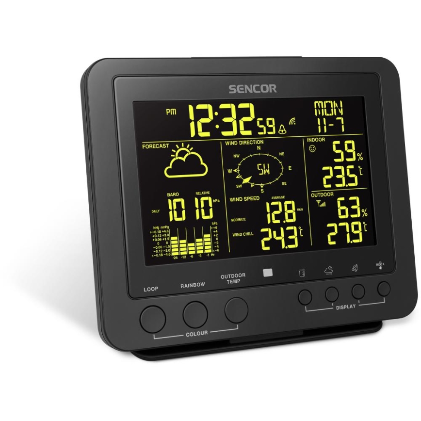 Sencor - Professional weather station with color LCD display 5V/1xCR2032 + 3xAA