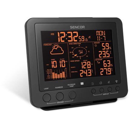 Sencor - Professional weather station with color LCD display 5V/1xCR2032 + 3xAA