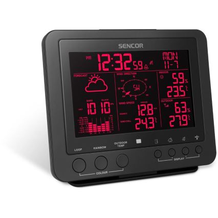 Sencor - Professional weather station with color LCD display 5V/1xCR2032 + 3xAA