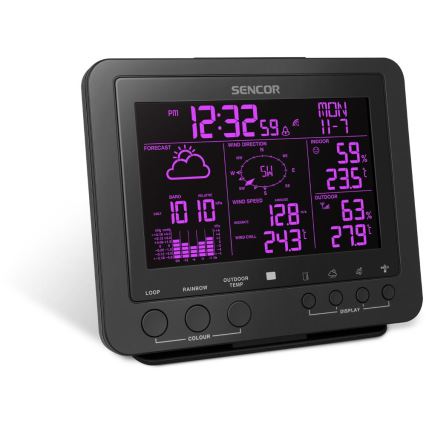 Sencor - Professional weather station with color LCD display 5V/1xCR2032 + 3xAA