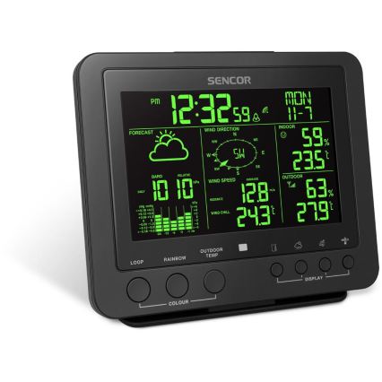 Sencor - Professional weather station with color LCD display 5V/1xCR2032 + 3xAA
