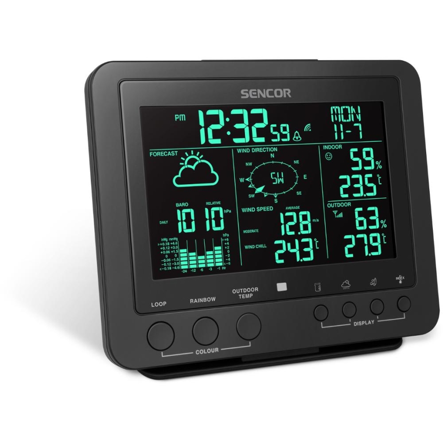 Sencor - Professional weather station with color LCD display 5V/1xCR2032 + 3xAA
