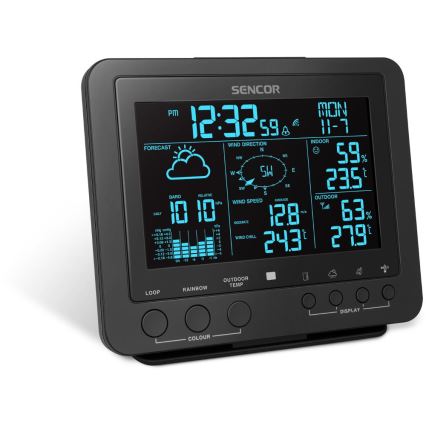 Sencor - Professional weather station with color LCD display 5V/1xCR2032 + 3xAA