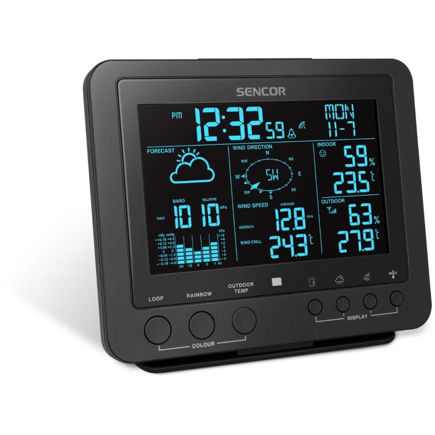 Sencor - Professional weather station with color LCD display 5V/1xCR2032 + 3xAA