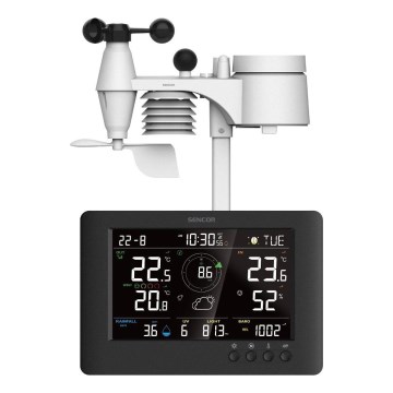 Sencor - Professional weather station with color LCD display and alarm clock 5V/1xCR2032 + 3xAA