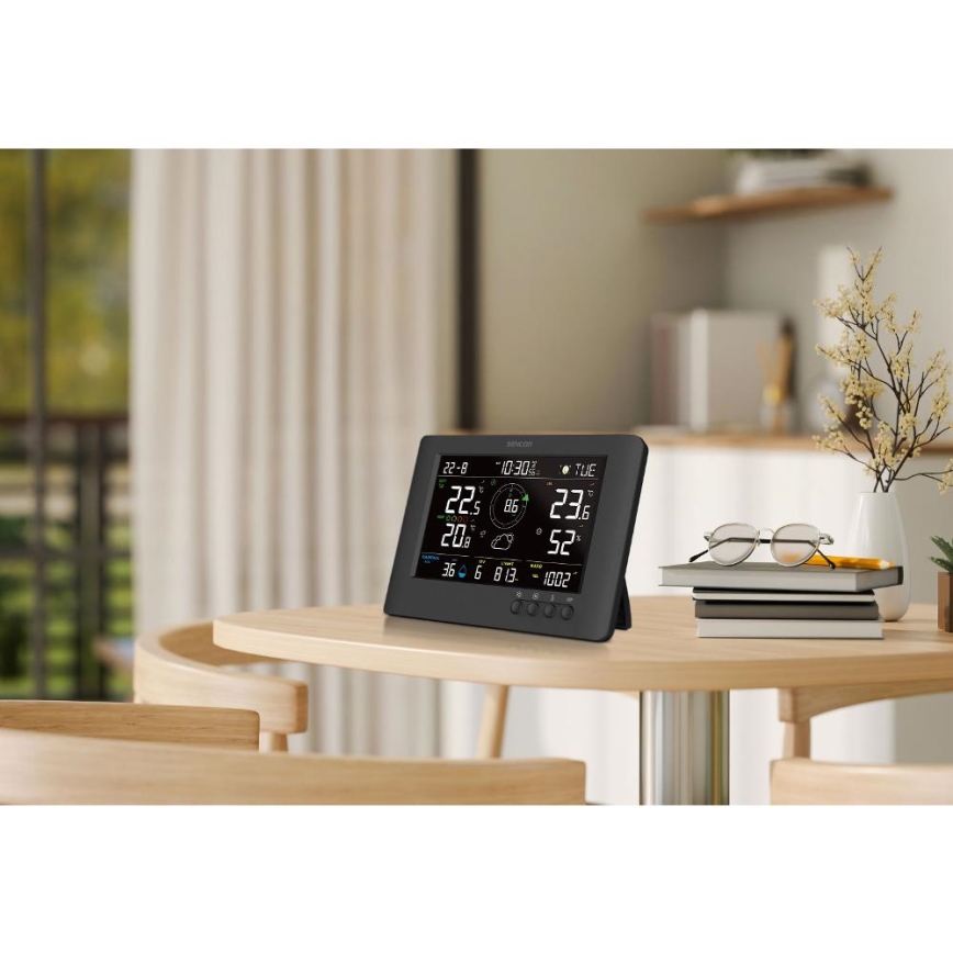 Sencor - Professional weather station with color LCD display and alarm clock 5V/1xCR2032 + 3xAA