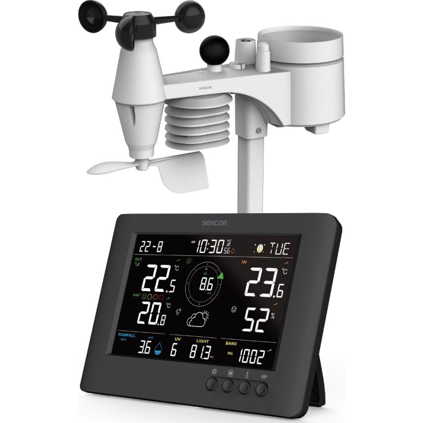 Sencor - Professional weather station with color LCD display and alarm clock 5V/1xCR2032 + 3xAA
