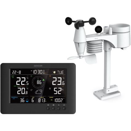 Sencor - Professional weather station with color LCD display and alarm clock 5V/1xCR2032 + 3xAA