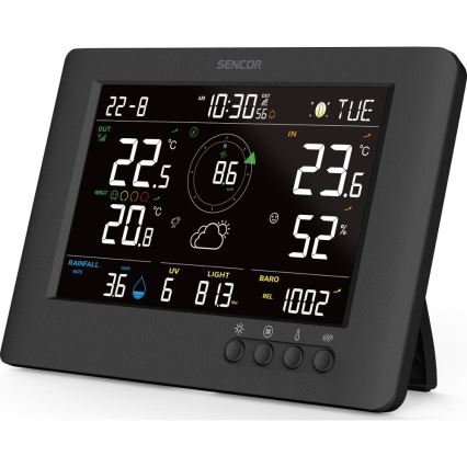 Sencor - Professional weather station with color LCD display and alarm clock 5V/1xCR2032 + 3xAA