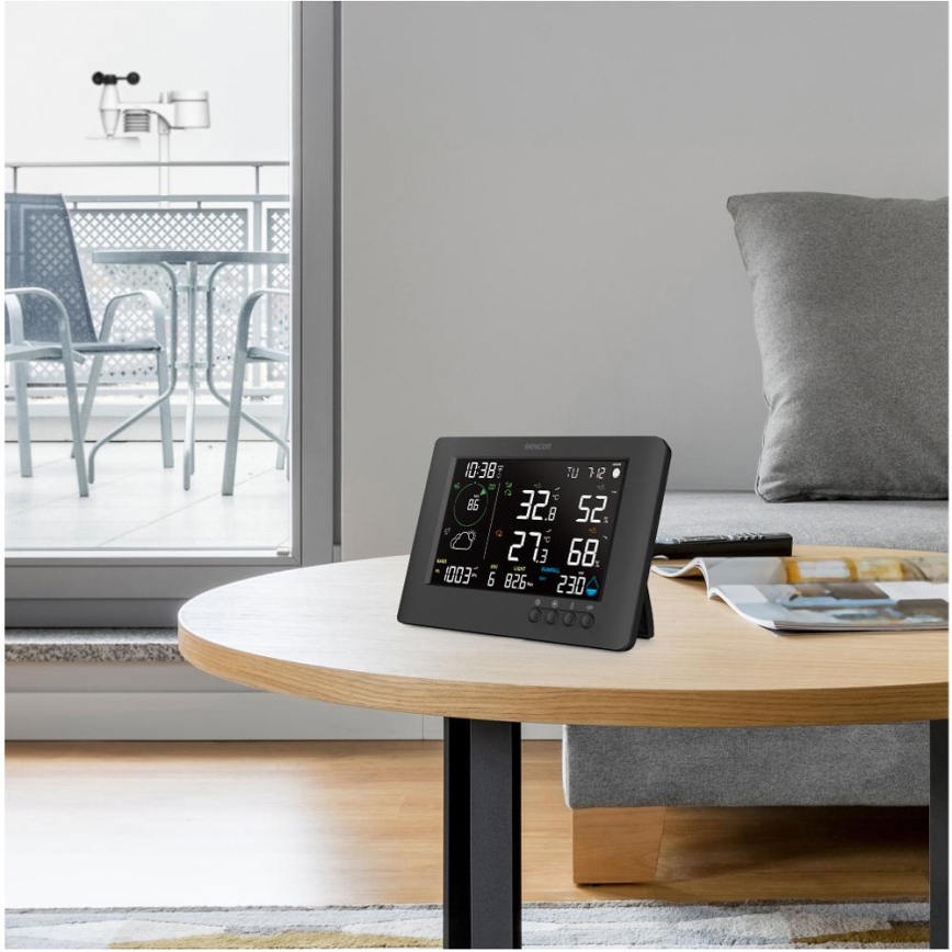 Sencor - Professional weather station with color LCD display and alarm clock 5V/1xCR2032 + 3xAA Wi-Fi