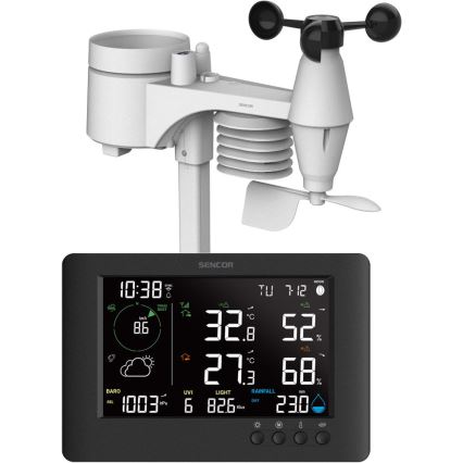Sencor - Professional weather station with color LCD display and alarm clock 5V/1xCR2032 + 3xAA Wi-Fi