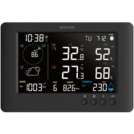 Sencor - Professional weather station with color LCD display and alarm clock 5V/1xCR2032 + 3xAA Wi-Fi