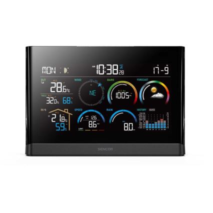 Sencor - Professional weather station with color LCD display and alarm clock 5V/3xAAA + 3xAA