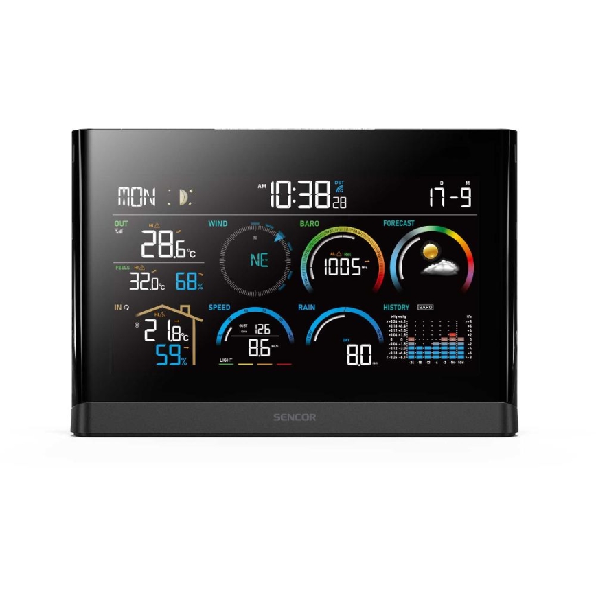 Sencor - Professional weather station with color LCD display and alarm clock 5V/3xAAA + 3xAA
