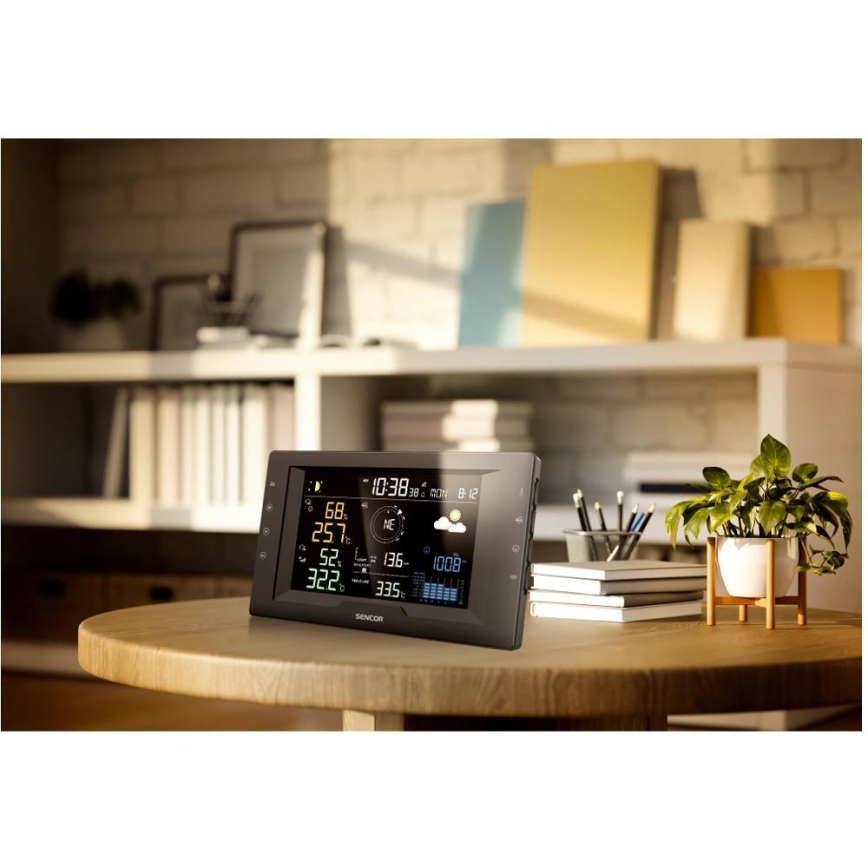 Sencor - Professional Weather Station with Color LCD Display and Alarm 5V/1xCR2032 + 3xAA