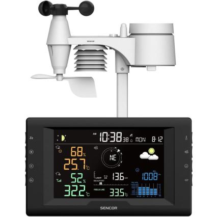 Sencor - Professional Weather Station with Color LCD Display and Alarm 5V/1xCR2032 + 3xAA