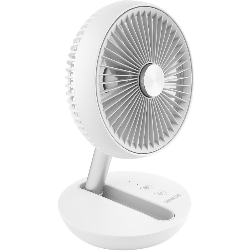 Sencor - Rechargeable Desk Fan 5W/5V, 4000 mAh, White