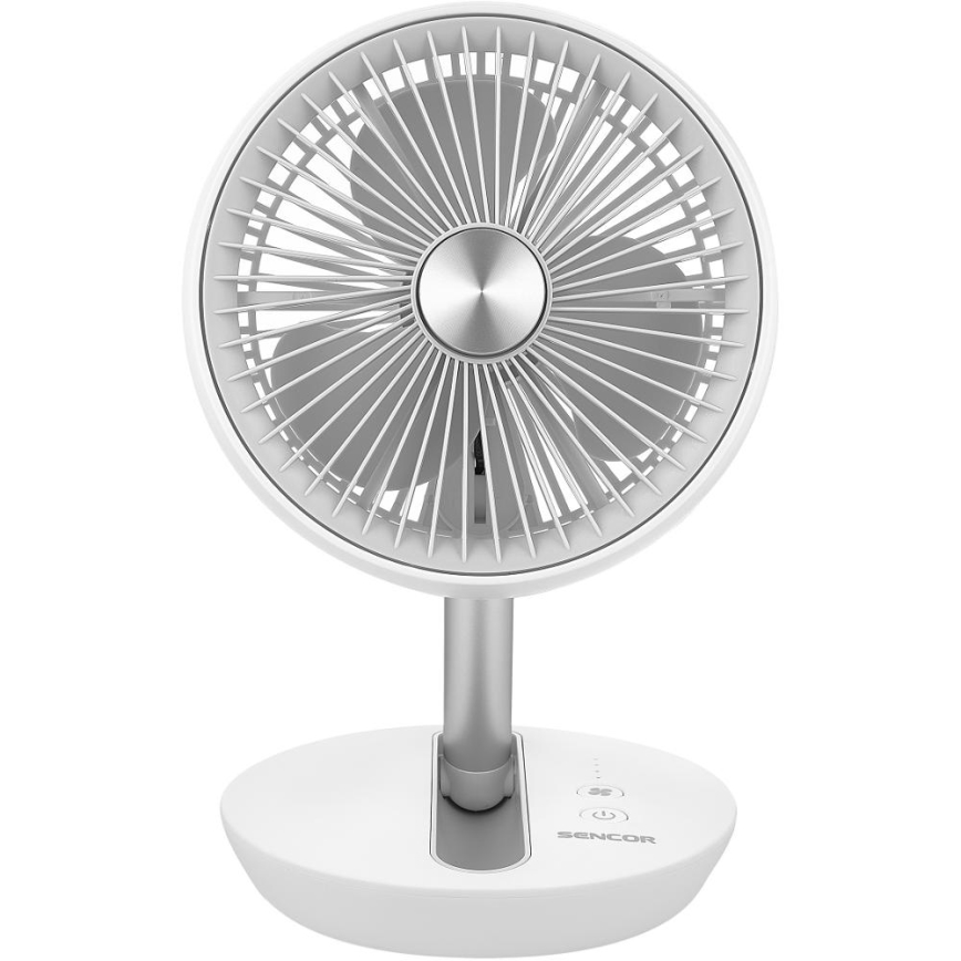 Sencor - Rechargeable Desk Fan 5W/5V, 4000 mAh, White