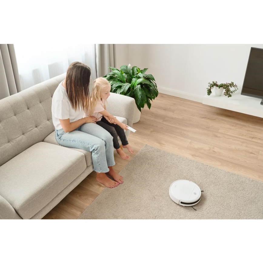 Sencor - Robotic vacuum cleaner with a mop 2in1 18W/1500 mAh white + remote control