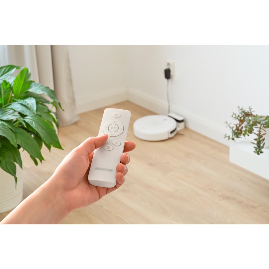 Sencor - Robotic vacuum cleaner with a mop 2in1 18W/1500 mAh white + remote control