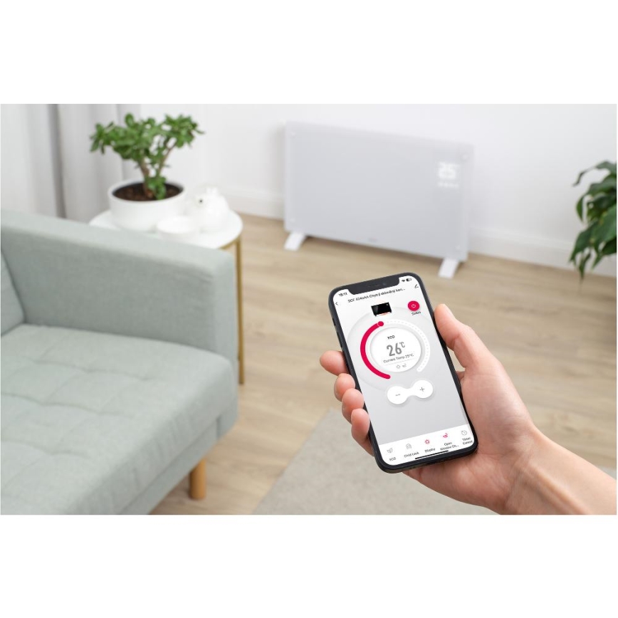 Sencor - Smart 2000W Electric Direct/Convection Heater 230V IP24 Wi‑Fi, White + Remote Control