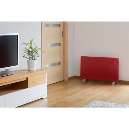 Sencor - Smart Electric Convector/Direct Heater 1200/2400W/230V IP24 Wi-Fi Red